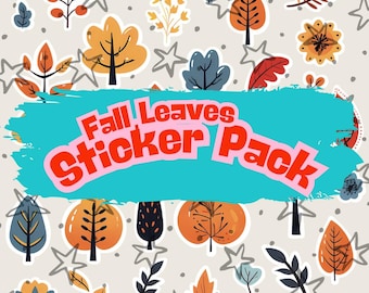 Fall Leaves Sticker Sheet, Autumn Planner Stickers (Digital Download)