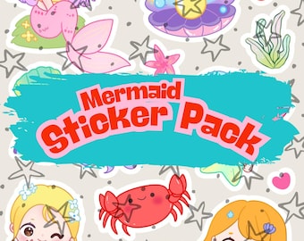 Mermaid Sticker Sheet – Fantasy Planner Stickers (Digital Download)