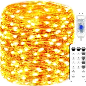 Fairy Lights Plug in 66FT 200 LED USB Twinkle Lights for Bedroom Copper Wire Lights with Remote and Timer 8 Modes, Waterproof String Lights