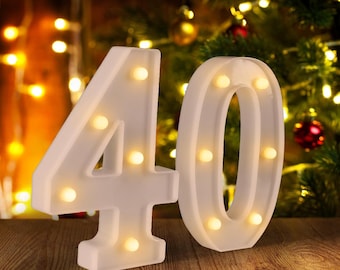 40th Birthday Decorations Woman Man,Marquee Numbers for 40th Wedding Anniversary Decorations,Light up Numbers 40 Sign for Party Backdrop
