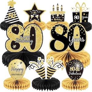 80th Birthday Decoration 80 th Birthday Centerpieces for Tables Decorations Cheers to 80 Years Honeycomb Table Topper for Men and Women