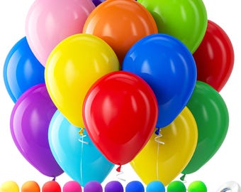 100 Latex Ballons Set - 30cm Helium Ballons In 10 Farben Für Geburtstag & Party Deko