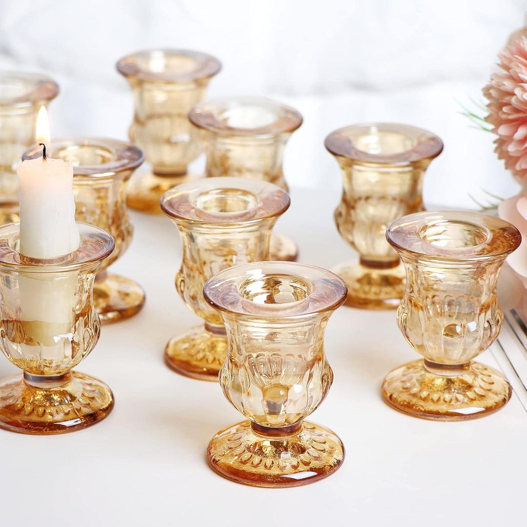 Gold Candlestick Holders Set of 12-2.5" H Taper Candle Holders Bulk ...