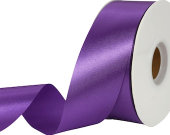Purple Ribbon 1-1/2 Inch x 50 Yards Satin Ribbon Continuous with Spool Single Face Ribbon for Crafts Gift Wrapping Floral Bouquet Wedding