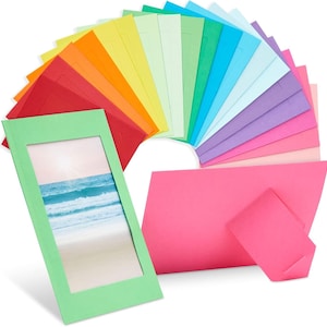 Paquete de 50 marcos de fotos de papel de 4x6, caballetes de cartón para manualidades, 10 colores del arcoíris.