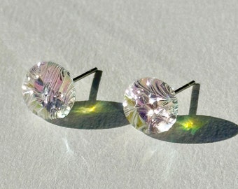 Glass Stud Earring in Aurora Diamond | Handmade Fused Dichroic Glass