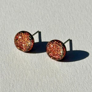Glass Stud Earring in Candy Apple Red | Handmade Fused Dichroic Glass