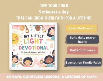 Kids Daily Devotional | 30-Day Bible Devotional for Kids Ages 4-10 | Christian Printable PDF | Bible Study Journal | Home Sunday School