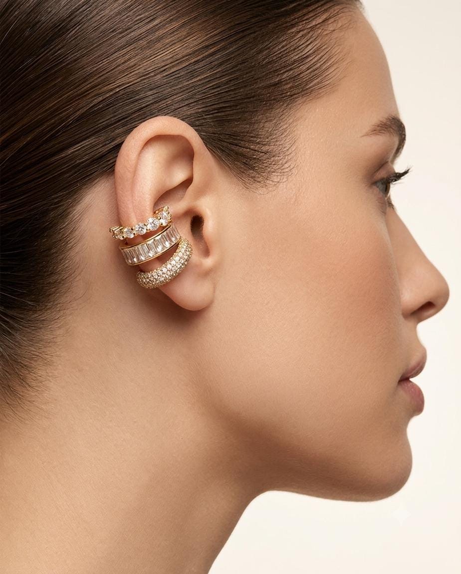 Quiet Luxury Gold Ear Cuff French Chic Jewelry Sterling Silver No Piercing