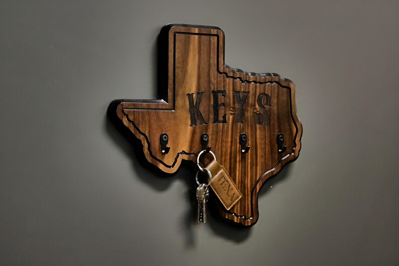 Walnut Texas Wood Key & Accessory Holder. Perfect for Home Decor ...