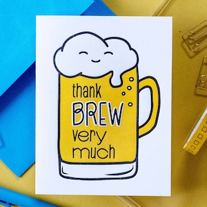 Tarjeta de agradecimiento por la cerveza - Divertida tarjeta de agradecimiento impresa con letras - Tarjeta de agradecimiento con un juego de palabras - Cerveza de agradecimiento - Para él - Juego de palabras - Lúpulo - Opción de embalaje ecológico A2