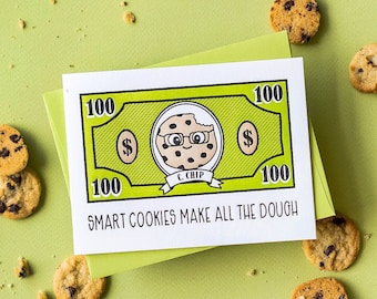 Smart Cookie Card - New Job Letterpress - Funny Graduation - Congrats Pun - Law Med School - Promotion - Dad Jokes - A2 - Eco-friendly