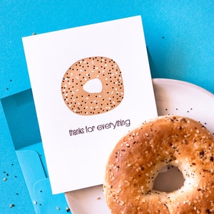 Letterpress Thank You Card - Funny Thank You - Thanks for Everything - Foodie Pun - New York Bagel - Eco-Friendly Packaging Option A2
