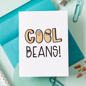Carte typographique Cool Beans - dictons drôles - félicitations - joli bonnet - ami collègue Bestie BFF - option d'emballage écologique A2