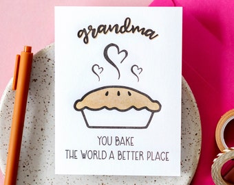 Nana Appreciation Card - Punny Letterpress - Grandmother Love Card - Mother's Day - Pie Pun - Gift for Grandma - Eco-Friendly Packaging A2