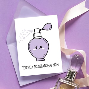 OFERTA - Tarjeta para mamá primeriza - Impresión tipográfica - Tarjeta con juegos de palabras para mamá - Día de la Madre - Frasco de perfume kawaii - Scentsational Mom A2