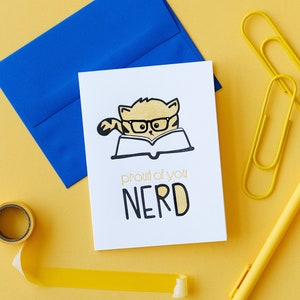 Boekdruk Grad Card - grappige afstuderen - nieuwe baan - kattennerd - trots op je - rechtenstudie - MBA - barexamen - medische faculteit - doctoraatsstudie