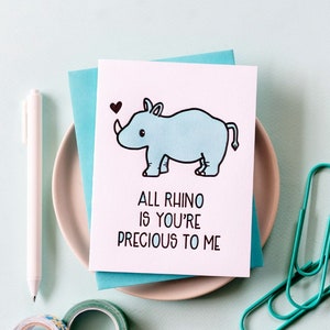 VERKOOP - neushoorn boekdruk kaart - punny kaart voor beste vriend - bestie - je bent kostbaar - vriendschapsrelatie lange afstand - mis je A2