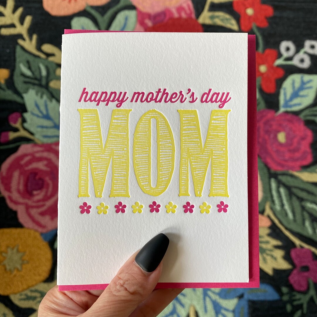 CLEARANCE Mother's Day Letterpress Card for Mom From Son or Daughter ...