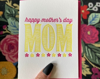 CLEARANCE - Mother's Day Letterpress Card for Mom -  From Son or Daughter - Kids - Child A2