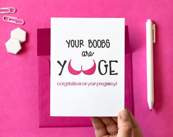 Carte typographique drôle de grossesse - baby shower - premier enfant - jolie carte de félicitations de grossesse - nouveaux parents - énormes seins énormes - meilleur ami BFF