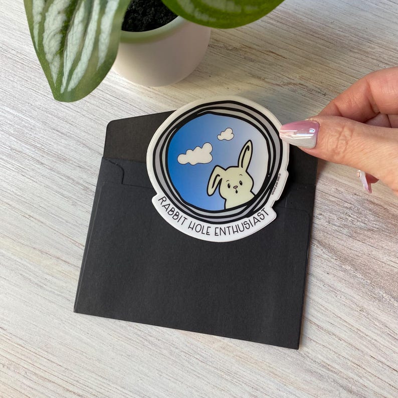 Konspirationsteoretiker-klistermärke - Kaninhålsentusiast - Vattenflaskdekal - Laptop - Planner Diecut Vinyl - Bullet Journal - 3-tums klistermärke bild 2