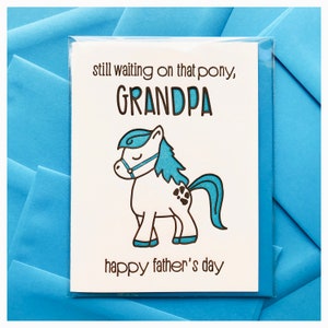 VENTE carte typographique drôle grand-père - jolie carte de fête des pères - en attente de ce poney - carte stupide papa grand-père - grand-père grand-papa cheval