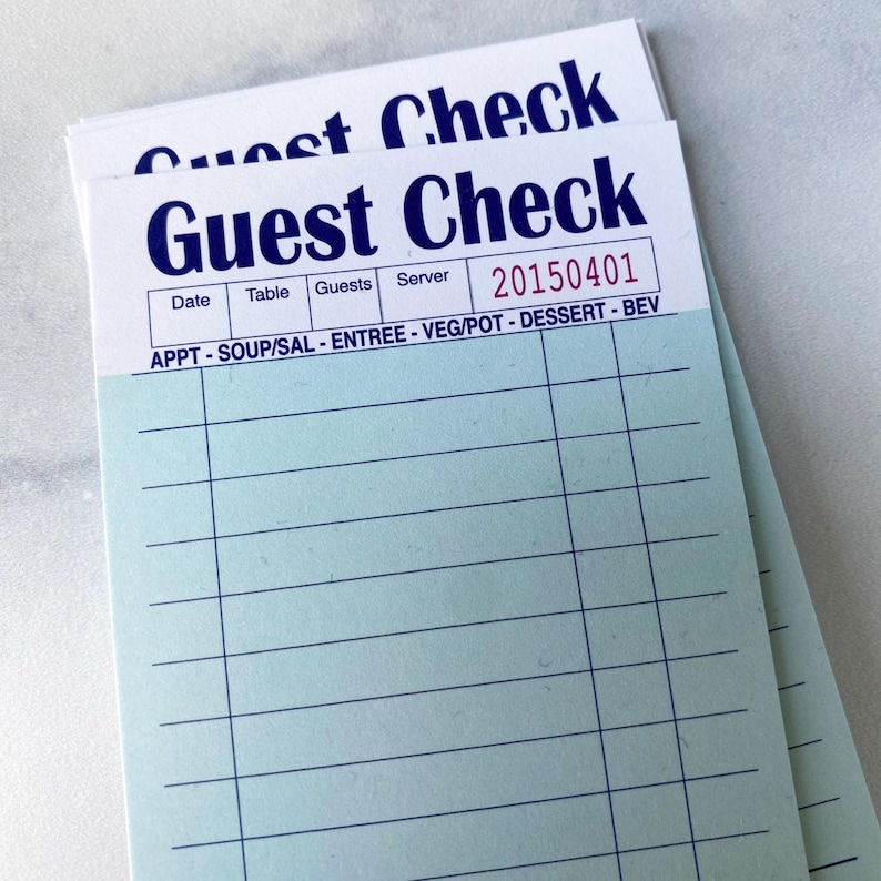 60 Guest Check Minis™ - Tiny Things Diner Gift - Flat Notecard Set ...