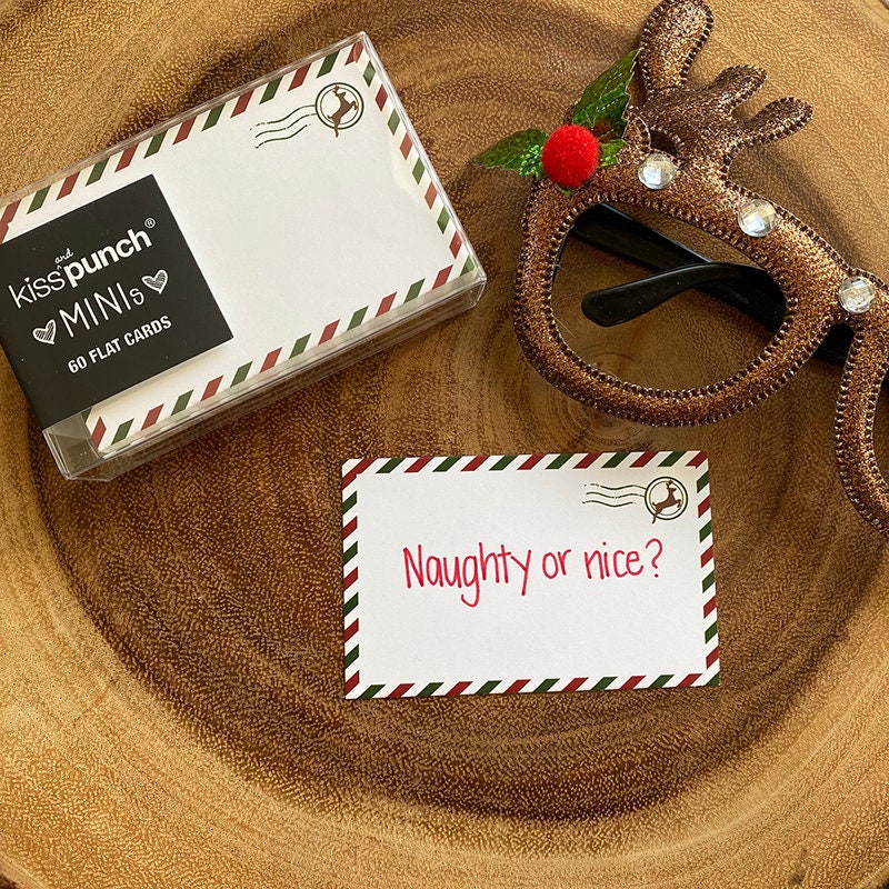 Mini Notecard Set of 60 - Christmas Airmail Flat Cards - Love Notes - Mini Cards - Enclosure cards - Cute Gift Tags - Short Note - Reminders