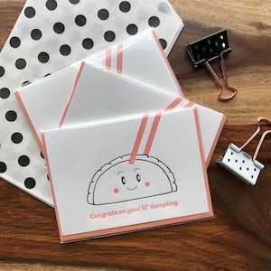 Cute New Baby Letterpress Card | Funny Expecting | Baby Shower | Foodie Love Hand Drawn Lil' Dumpling Gyoza  | Eco-Friendly Packaging Option