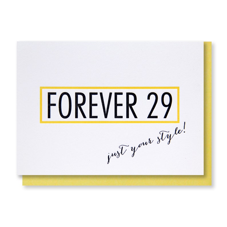 kiss and punch 30th Funny Parody Forever 29 40th Over the Hill Milestone Birthday Letterpress Card