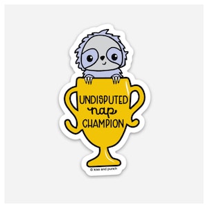 Niedliche Faultier Aufkleber - Faultier Geschenke - Vinyl Aufkleber - Nickerchen Champion - Faultier Geschenk Frauen - Süßes Faultier - Laptop Aufkleber - Lustiger Faulenzer Aufkleber