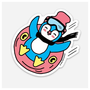 Pegatina de pingüino bonito - Pegatina para portátil - Pegatina de vinilo divertida - Pegatina para botella de agua o ordenador - Pegatina de 3 pulgadas - Tubo - Deportes de invierno