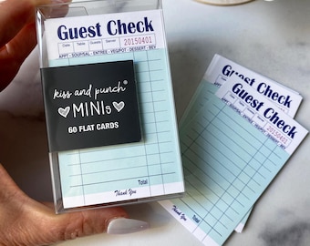 60 Guest Check Minis™ - Tiny Things Diner Gift - Flat Notecard Set - Small Lined Paper Blank Cards - Enclosure - Gift Tag - Desk Accessory