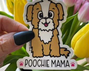 Poochie Mama Sticker - Cute Dog Mom Decal - Water Bottle - Laptop Sticker - Planner Sticker - Bullet Journal - 3 Inch Vinyl Sticker