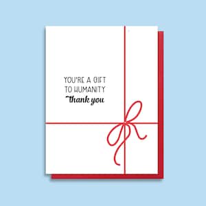 Tarjeta de agradecimiento reflexiva - Impresión tipográfica de agradecimiento - Tarjeta de gratitud - Regalo para la humanidad - Para padres - Para él o ella - Embalaje ecológico A2