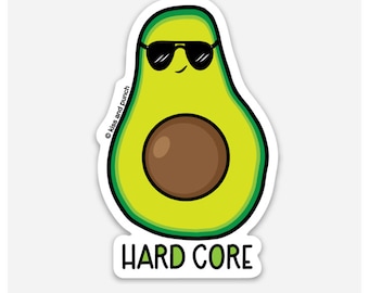 Avocado Sticker - Punny Sticker - Waterproof Sticker - Hard Core Avocado - Fun Sticker - 3 Inch Sticker