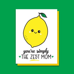 Tarjeta tipográfica de limón para mamá - Tarjeta divertida del Día de la Madre de hijo hija - De niños - Chistes de papá - Juego de palabras de comida tonta - Cumpleaños A2