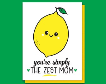 Lemon Letterpress Card for Mom - Funny Mother's Day Card From Son Daughter - From Kids Child - Dad Jokes - Silly Food Pun - A2 Birthday