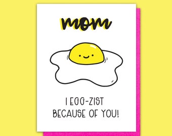 Funny Letterpress Card for Mom - Mother's Day Card From Son Daughter - From Kids - From Child - Dad Jokes - Silly Egg Pun - A2 Birthday