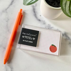 Mini Notecard Set of 60 - Navel Orange Fruit Grid Flat Cards - Lunch Notes - Mini Cards - Enclosures - Gifts Under 15 - Bookmark or Reminder