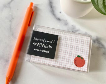 60 Mini Cartões Laranja Navel™ - Conjunto de 60 Cartões Planos - Bloco de Notas com Grade de Frutas para Almoço - Mini Cartões - Acessórios - Presentes até 15 - Marcador de Página ou Lembrete