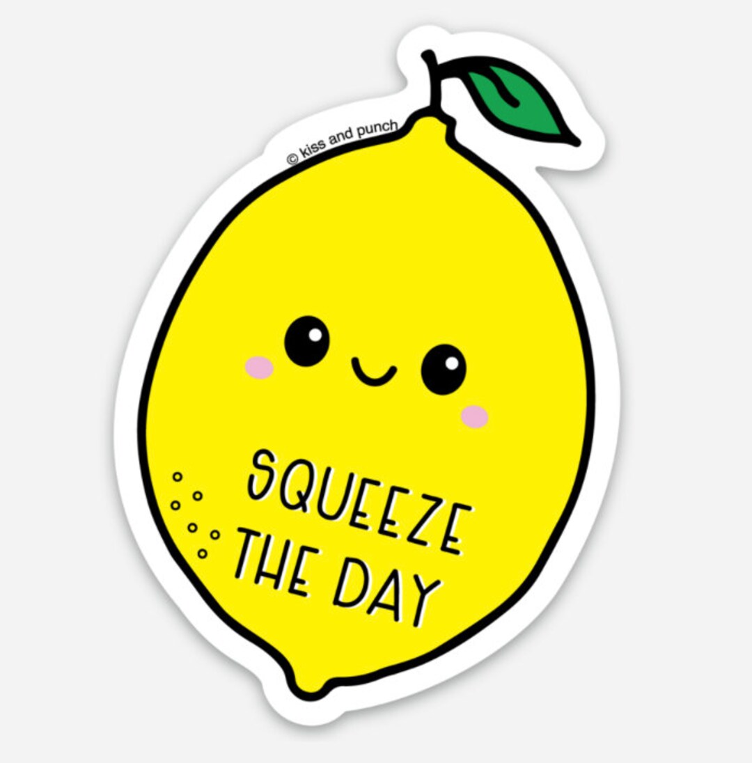 Cute Lemon Sticker Squeeze the Day Water Bottle Laptop Planner Sticker