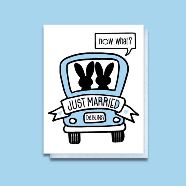 Funny Wedding Card - Marriage Card - Inappropriate Just Married - For Newlyweds - Elope - Honeymoon - Virtual Wedding - Matrimony - A2