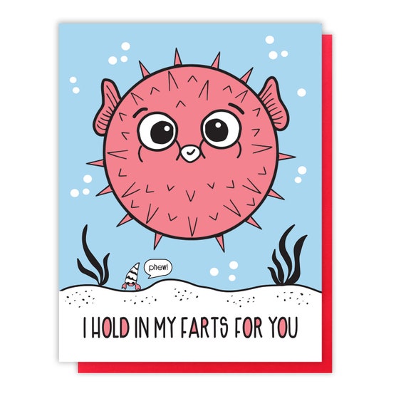 Funny Fart Card Love Letterpress Card Blowfish Hold in - Etsy Funny Fart Card Love Letterpress Card Blowfish Hold in - Etsy
