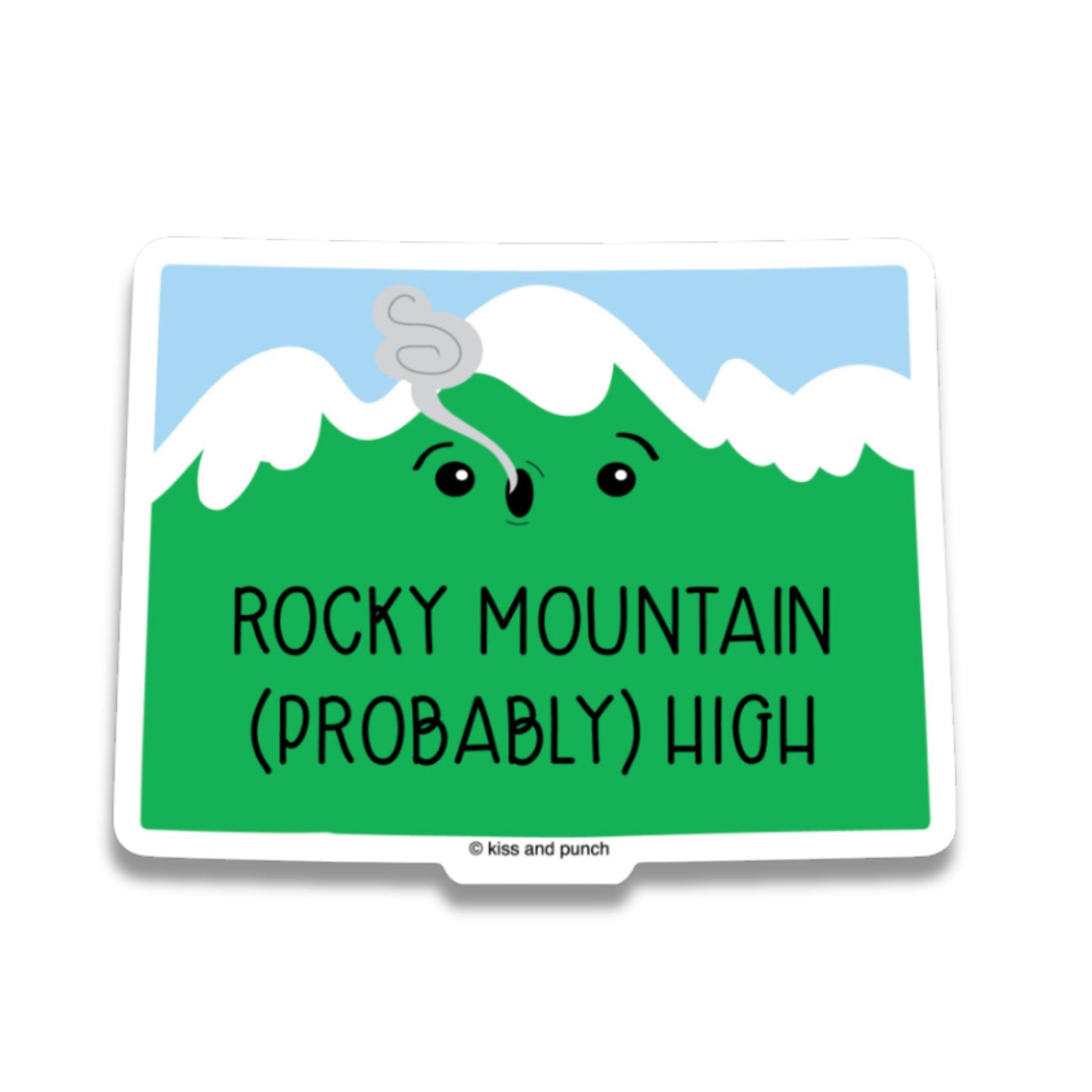 Funny Cute Colorado Sticker - Rocky Mountain Probably High Decal - MJ MaryJane Bong Smoker - Waterproof Laptop Sticker - Silly State 3 Inch