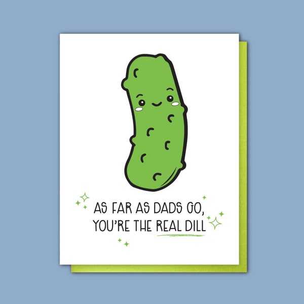 Dad Jokes Letterpress Card - Funny Father's Day - Pickle Pun - The Real Dill - Foodie Pun - Eco-Friendly Packaging Option - Gift for Him A2