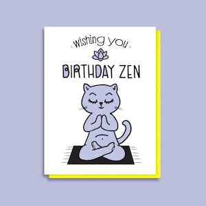 Yogi Cat Letterpress Birthday Card - Funny Zen Cat - Yoga Birthday - Friend Birthday - Birthday Card for Co-Worker - Eco-Friendly Packaging