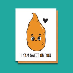 Foodie Wortspiel Letterpress Karte - Lustige Valentinstag - Yamswurzel Süß auf Sie - Für Freund Freundin - Ehepartner - Jahrestag - Umweltfreundliche Option - A2