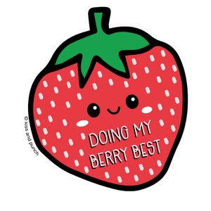Adesivo decorativo divertente a forma di fragola - Doing My Berry Best - Adesivo per bottiglia d'acqua - Laptop - Planner - Bullet Journal - 3 pollici - Regali sotto i 5 anni